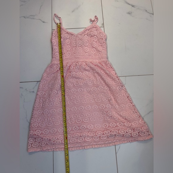 Abercrombie & Fitch Pink Floral Lace Fit Flare Spaghetti Strap Mini Dress Sz S - Picture 5 of 9